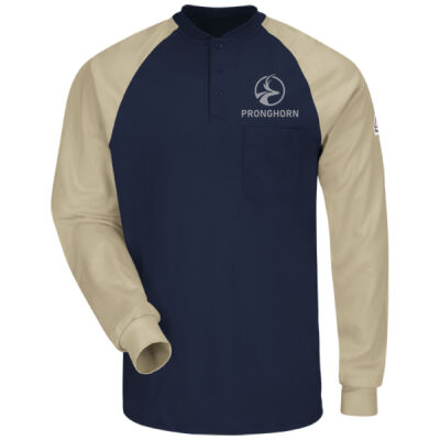 Long Sleeve Color-Block Tagless Henley Shirt - EXCEL FR® Thumbnail